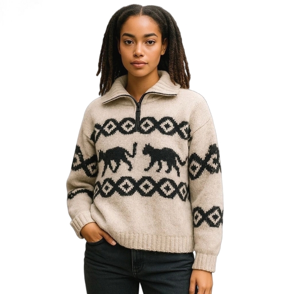 KITRI Big Cat Uma Boucle Knit Pullover Sweater - Picture 1 of 15